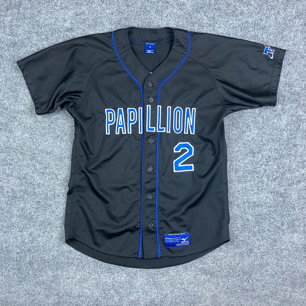 Mizuno Baseball Jersey Mens‎ Size M Black PAPILLION 2 Mesh Button Athletic Shirt